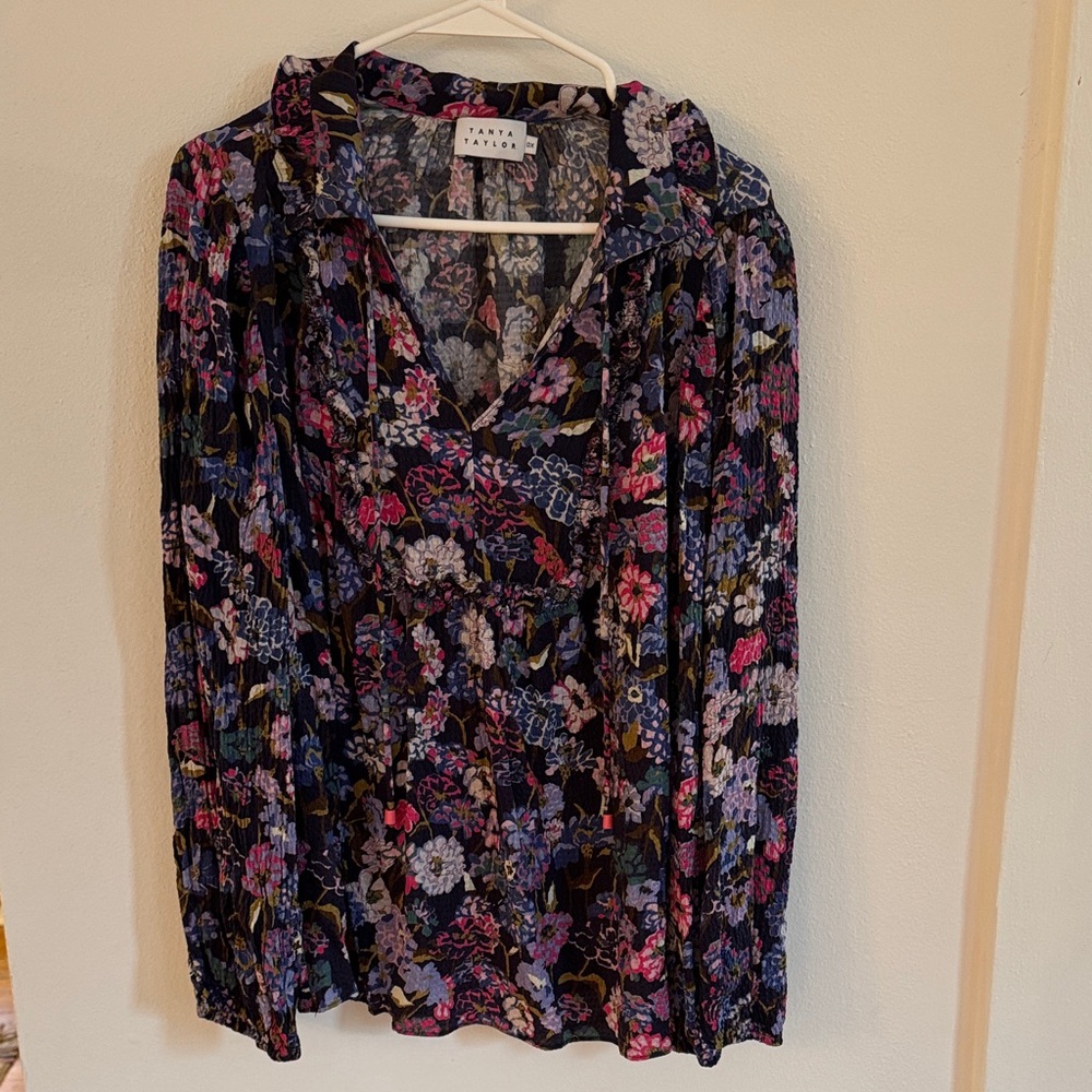 TANYA TAYLOR Floral V-Neck Blouse - Multicolor